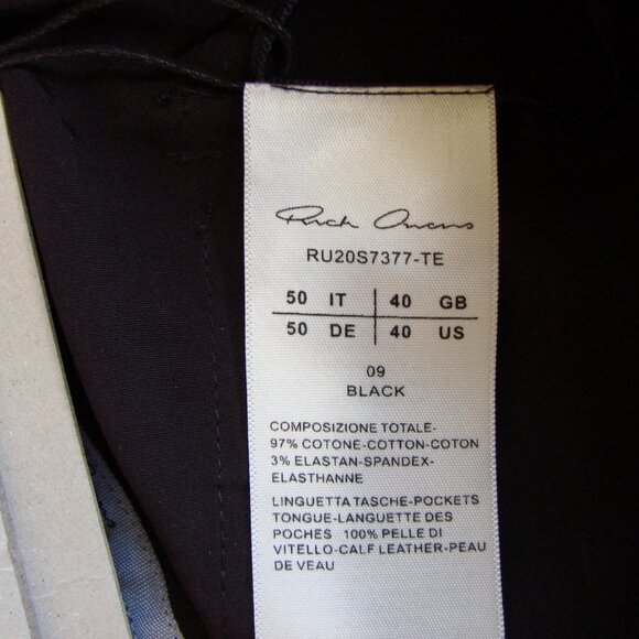 Rick Owens Black Zip Cargo Joggers Pants Tecuatl Size 32 - 38 50 Italy NEW NWT - Picture 8 of 16